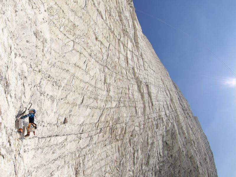 Climbing at The Needles during the Red Bull White Cliff Challenge