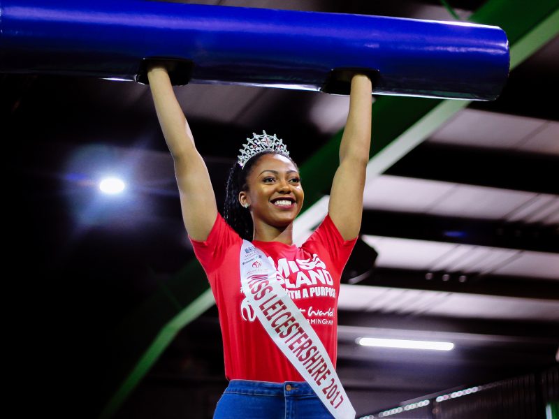 Miss Leicestershire, Sapphire Carter, at the opening of Flip Out Leicester