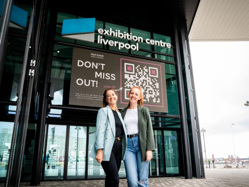 Vikki Sweeney and Lindsey Devlin outside Exhibition Centre Liverpool